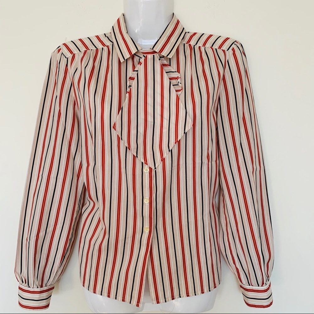 Vintage personal petites striped career blouse 8
